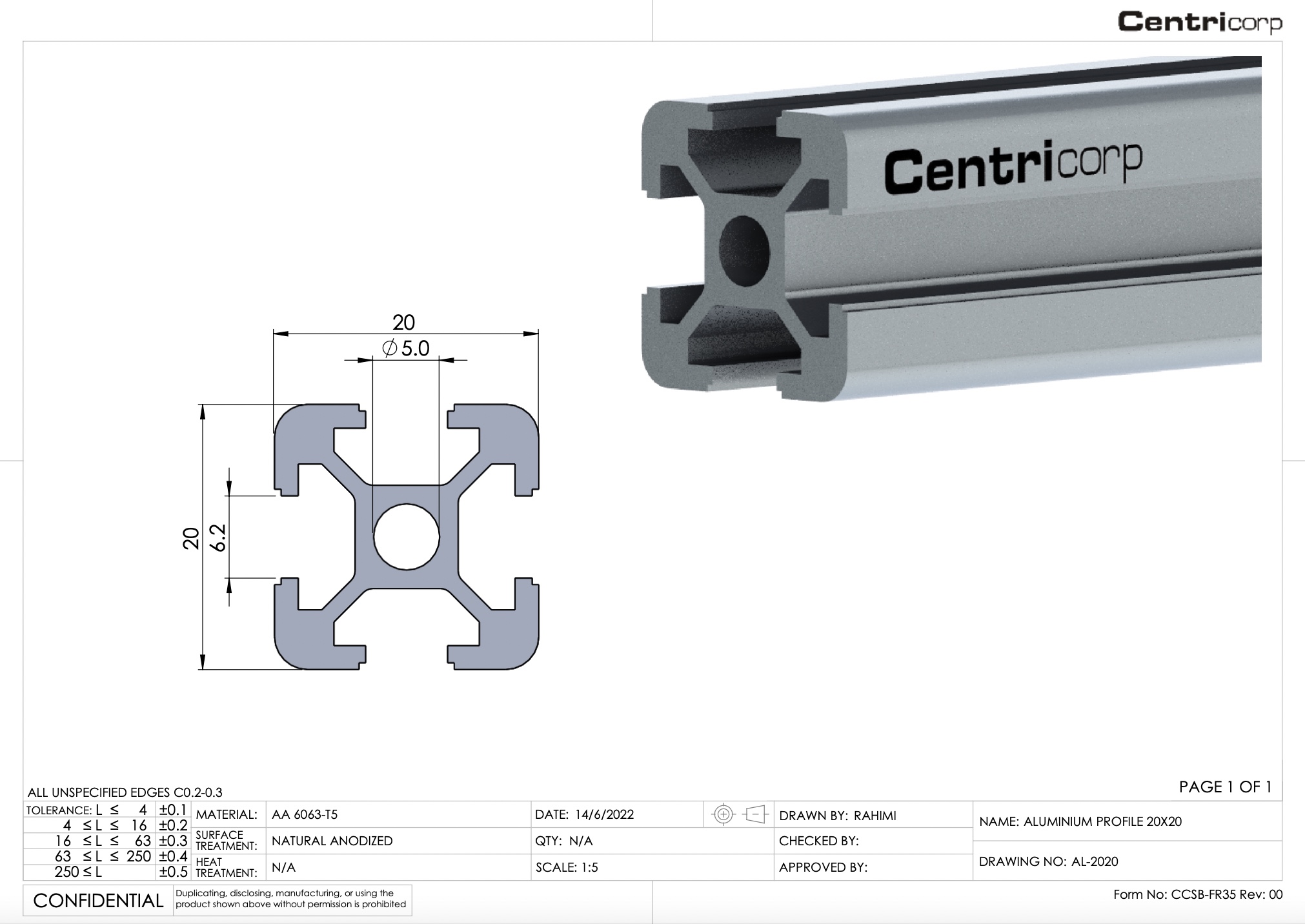 Rounded aluminium profile 40x40 10mm slot